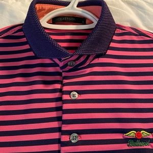 Greyson pink and navy gold polo